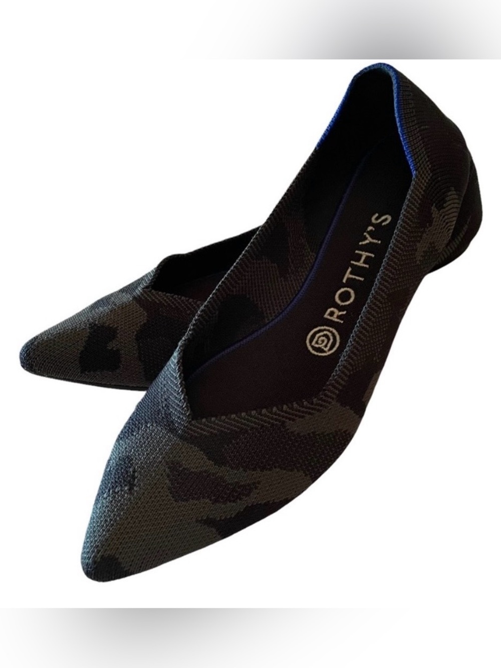 Rothy’s The Point Dark Grey Camo Ballet Flats - Pointed Toe Slip-On Design 7.5 - Picture 2 of 9
